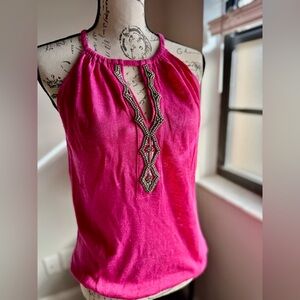 INC Detailed Halter Top in Pink, size Small